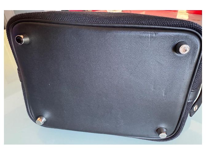 Borsa a mano Hermès Picotin Nera Cotone Pelliccia Nero - vista 11