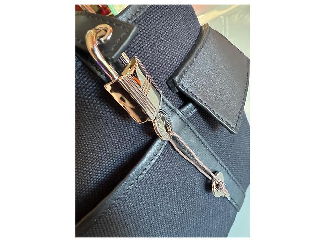 Borsa a mano Hermès Picotin Nera Cotone Pelliccia Nero - vista 6