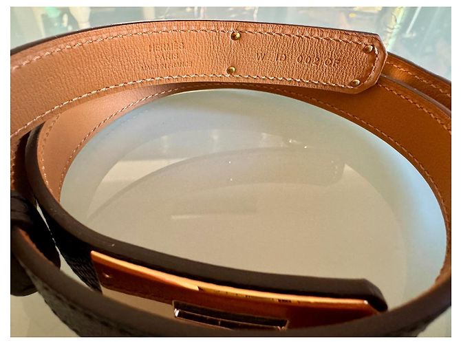 Cintura Hermès Kelly Nera e Marrone Oro Rosa Nero D'oro Marrone chiaro - vista 2
