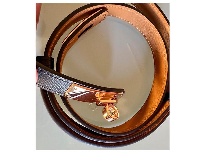 Cintura Hermès Kelly Nera e Marrone Oro Rosa Nero D'oro Marrone chiaro - vista 3