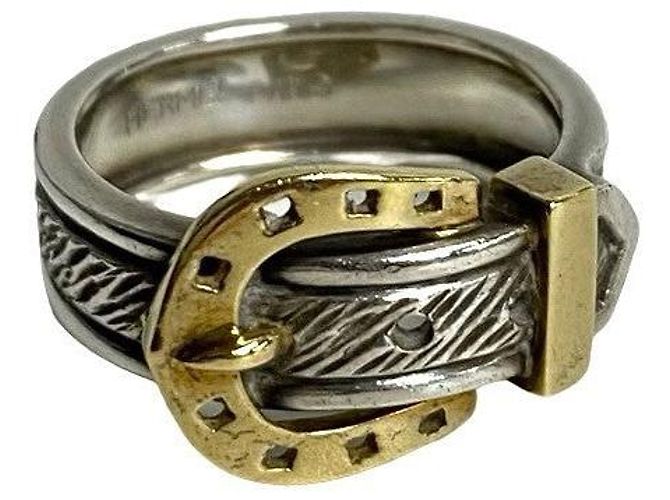 Hermès Hermes Silver 925 K18 Gold Horseshoe Ring Silvery - view 3