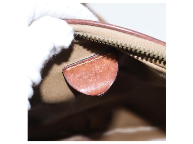 Céline Borsa a spalla in tela Macadam CELINE in pelle PVC marrone oro Auth bs19763 D'oro - vista 17
