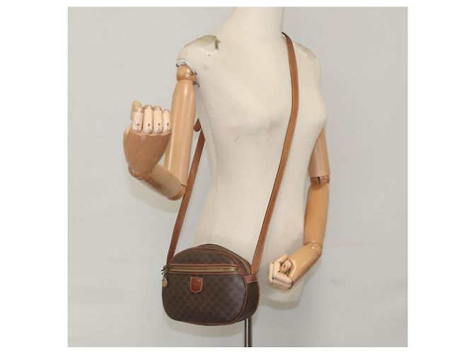 Céline Borsa a spalla in tela Macadam CELINE in pelle PVC marrone oro Auth bs19763 D'oro - vista 24