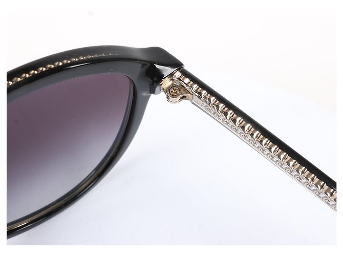 Timeless Occhiali da sole CHANEL Pantos con dettaglio a catena 5403-A in nero e oro - vista 7