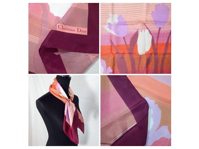 Foulard in seta con tulipani Christian Dior Multicolore - vista 10