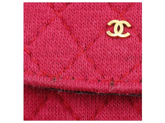 Pochette in cotone rosso con catena Chanel - vista 6
