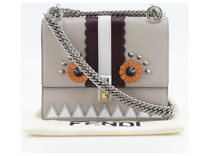 Borsa a Spalla Fendi Canai Beige - vista 8