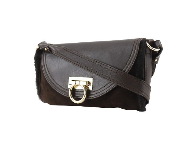 Borsa a Spalla Gancini di Salvatore Ferragamo Marrone - vista 2