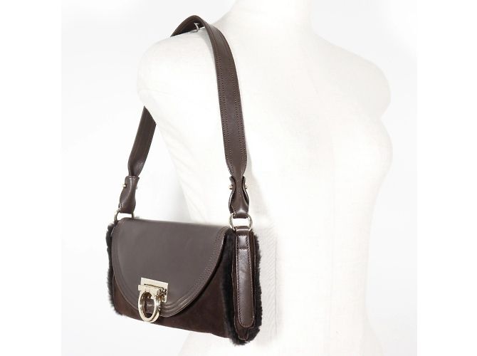 Borsa a Spalla Gancini di Salvatore Ferragamo Marrone - vista 8