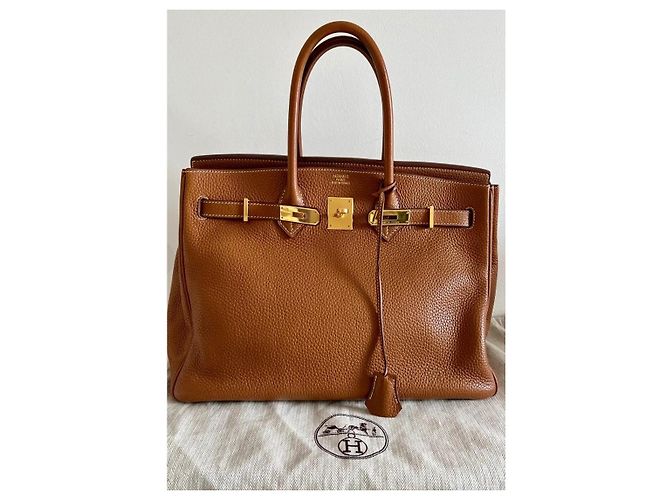 Hermès Birkin 35 in pelle Togo color cammello - vista 2