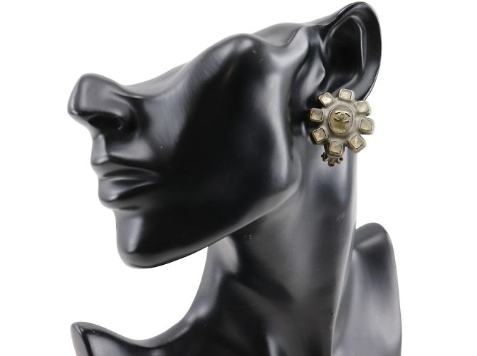 Timeless Chanel Coco Mark Silber Clip Ohrringe - Ansicht 2