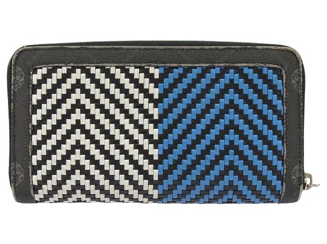 Berluti Lange Geldbörse Leder Schwarz Blau Weiß Auth bs19900 - Ansicht 2