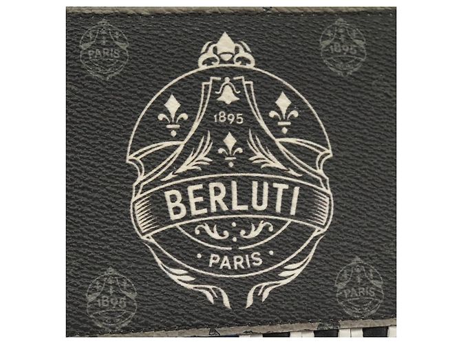 Berluti Lange Geldbörse Leder Schwarz Blau Weiß Auth bs19900 - Ansicht 20