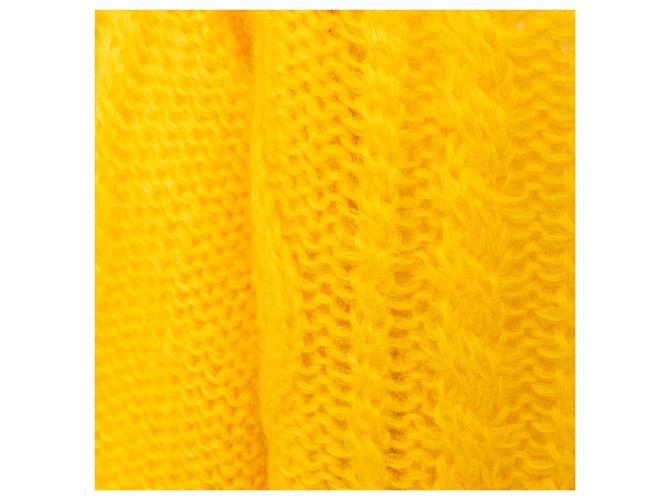 Prada Mohair-Cardigan mit Fell Gelb - Ansicht 10