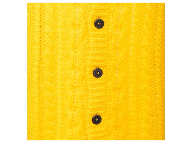 Prada Mohair-Cardigan mit Fell Gelb - Ansicht 11