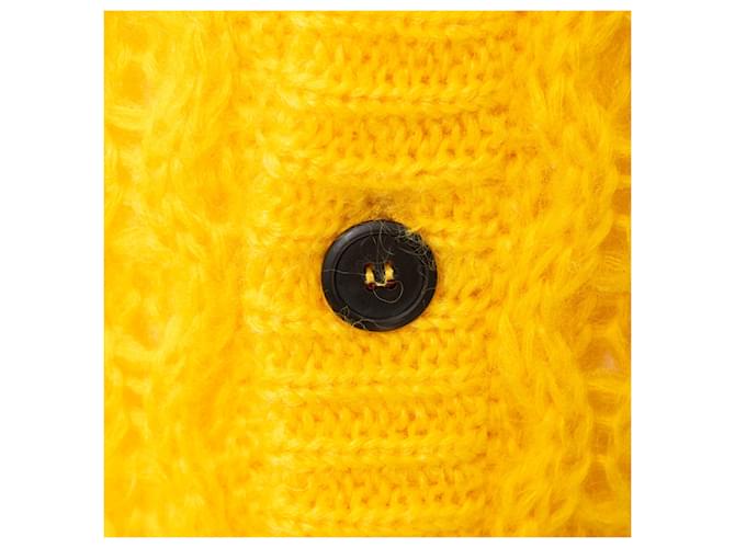 Prada Mohair-Cardigan mit Fell Gelb - Ansicht 12