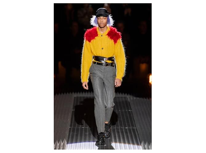 Prada Mohair-Cardigan mit Fell Gelb - Ansicht 2