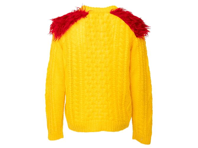 Prada Mohair-Cardigan mit Fell Gelb - Ansicht 5