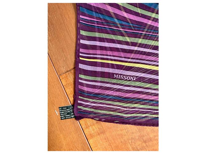 Quadrato in chiffon di seta Missoni Viola Multicolore Porpora - vista 3