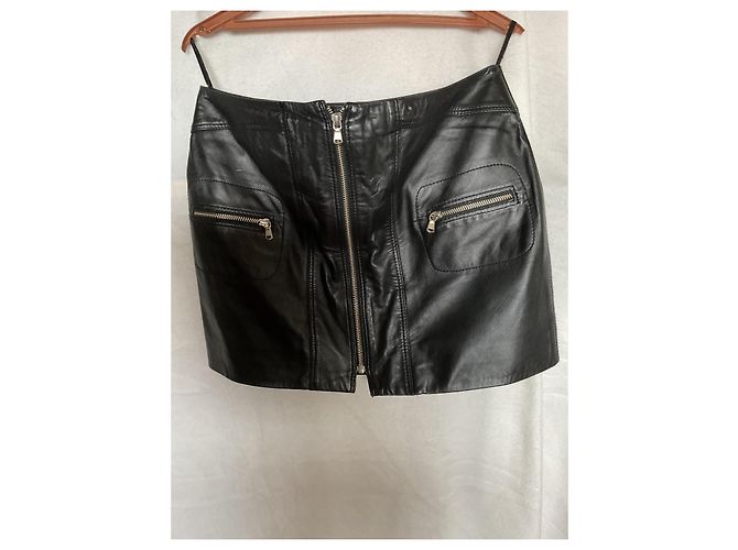 Autre Marque Gonna corta in pelle nera Biscote Nero - vista 2