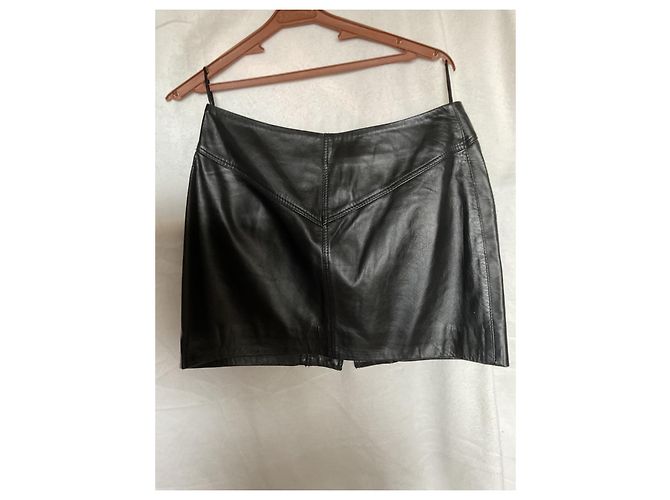 Autre Marque Gonna corta in pelle nera Biscote Nero - vista 4