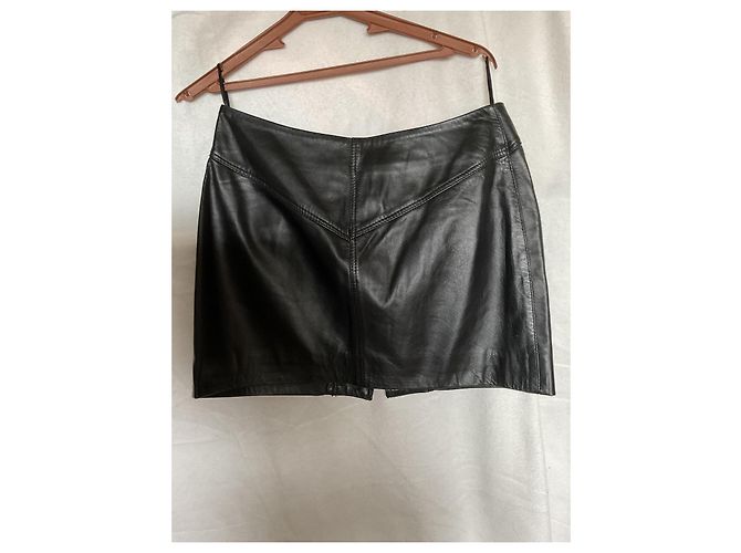 Autre Marque Gonna corta in pelle nera Biscote Nero - vista 5
