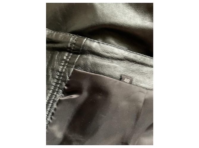 Autre Marque Gonna corta in pelle nera Biscote Nero - vista 7
