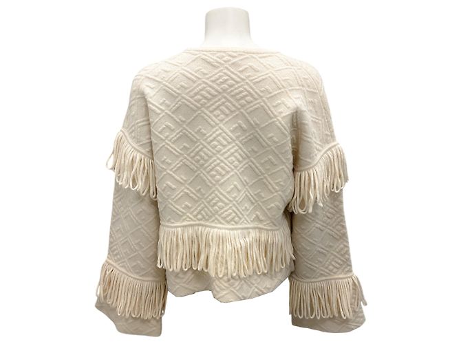 Camilla Cream Fransenstrukturierter Merinowollpullover - Ansicht 3