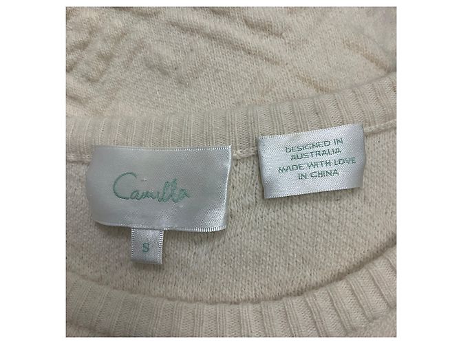 Camilla Cream Fransenstrukturierter Merinowollpullover - Ansicht 4