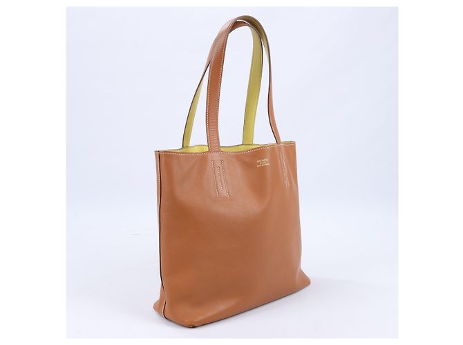 Hermès HERMES Double Sense 28 Borsa a spalla in vitello Sikkim Oro×Souffle Q:2013 Marrone - vista 2
