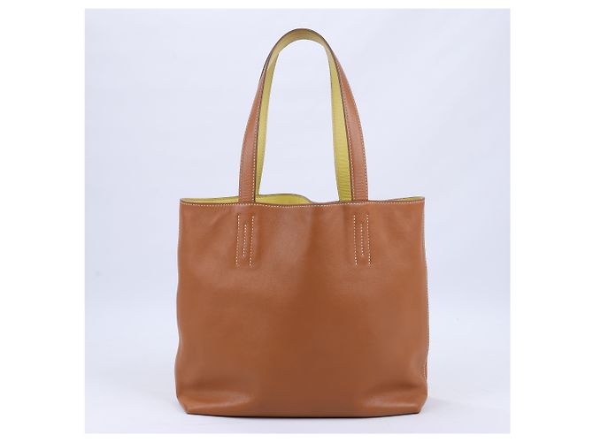 Hermès HERMES Double Sense 28 Borsa a spalla in vitello Sikkim Oro×Souffle Q:2013 Marrone - vista 4