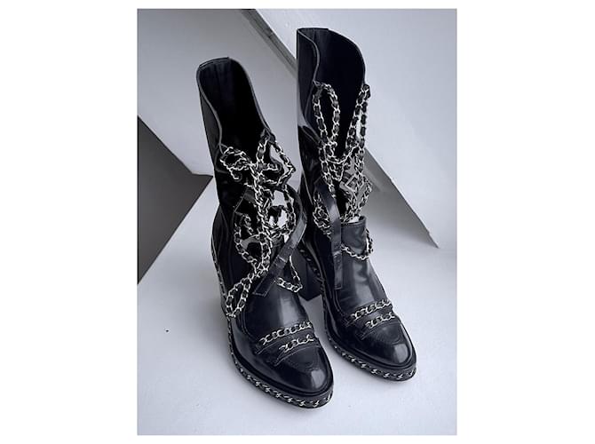 Chanel Botas Obsession con polainas Negro Hardware de plata - vista 3