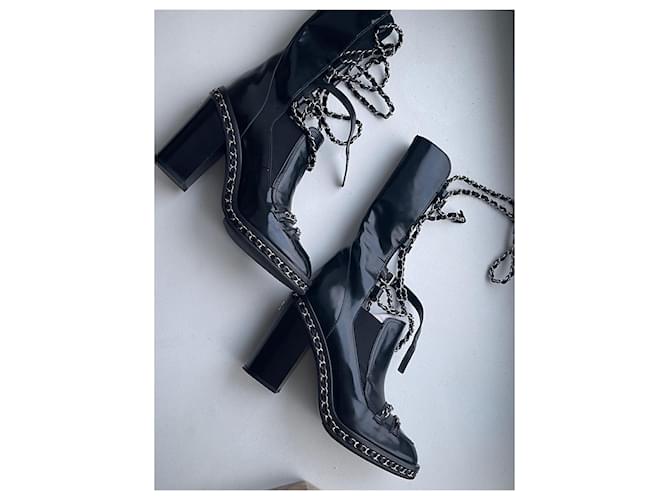 Chanel Botas Obsession con polainas Negro Hardware de plata - vista 4