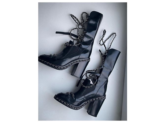 Chanel Botas Obsession con polainas Negro Hardware de plata - vista 5