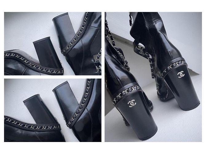 Chanel Botas Obsession con polainas Negro Hardware de plata - vista 9