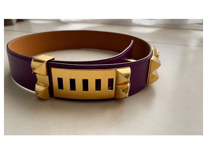 Cinturón Hermès collar de perro morado tamaño 80, nuevo nunca usado, Púrpura - vista 3