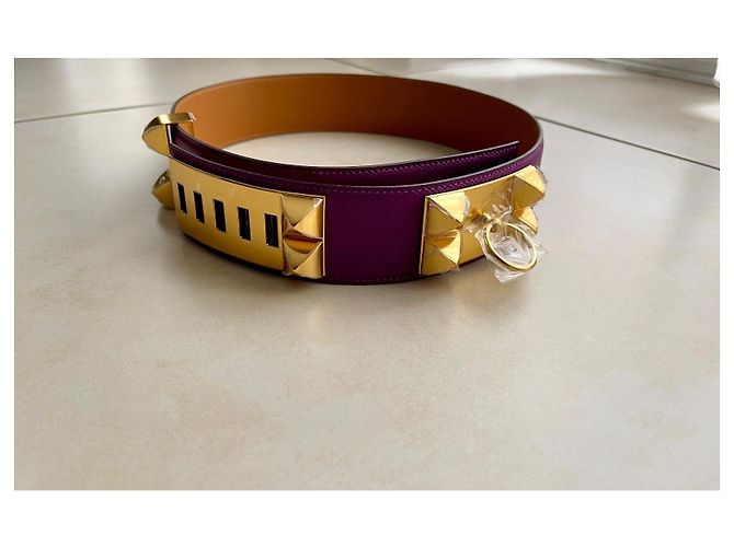 Cinturón Hermès collar de perro morado tamaño 80, nuevo nunca usado, Púrpura - vista 4