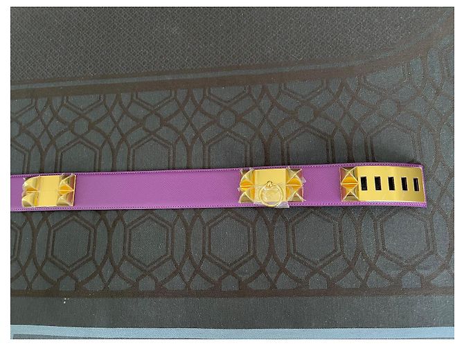 Cinturón Hermès collar de perro morado tamaño 80, nuevo nunca usado, Púrpura - vista 7