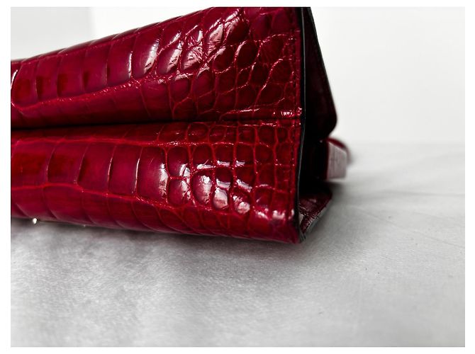 Borsa Prada in pelle di alligatore rossa Rosso - vista 10
