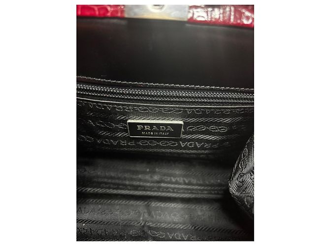 Borsa Prada in pelle di alligatore rossa Rosso - vista 12