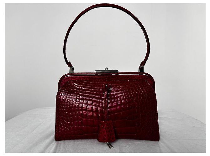 Borsa Prada in pelle di alligatore rossa Rosso - vista 13