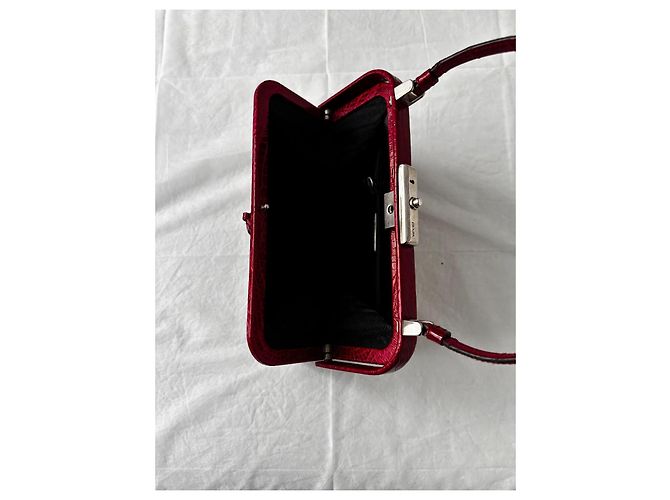 Borsa Prada in pelle di alligatore rossa Rosso - vista 16