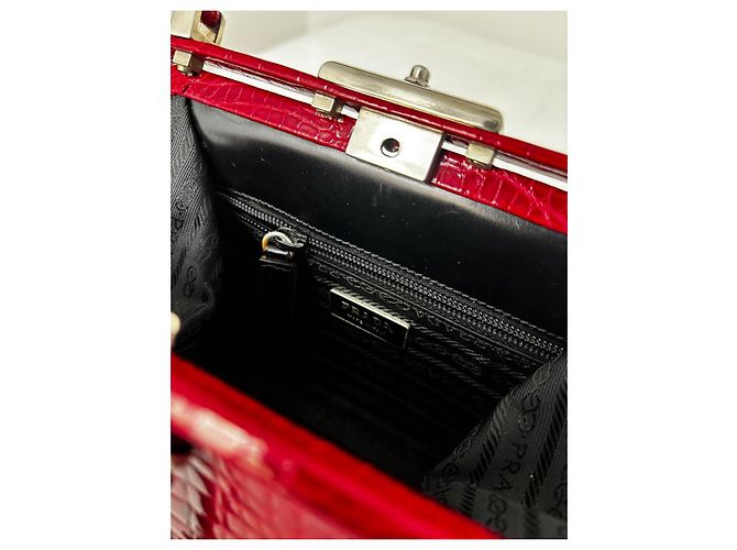 Borsa Prada in pelle di alligatore rossa Rosso - vista 21