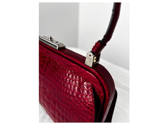 Borsa Prada in pelle di alligatore rossa Rosso - vista 5