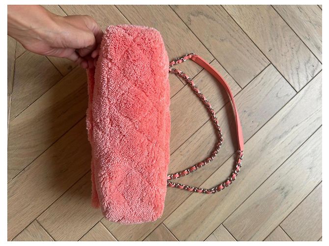 Timeless Chanel Flap Tasche Rosa Stoff Silberner Verschluss Pink - Ansicht 2