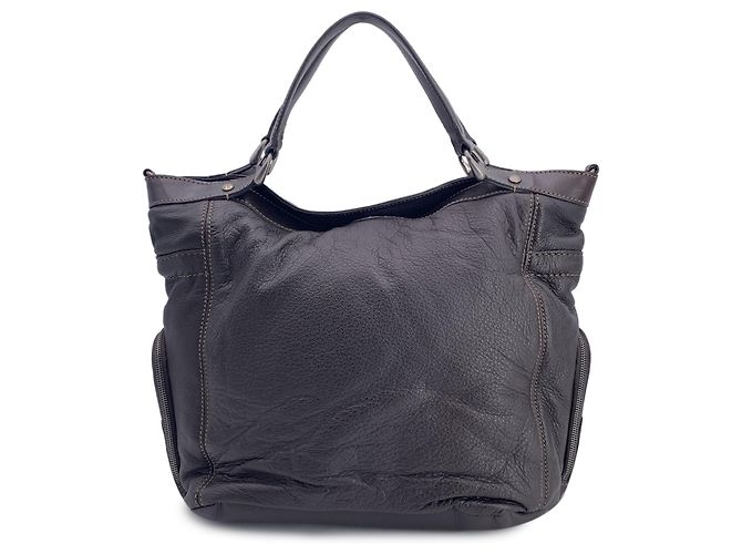 Hogan Sac à main en cuir marron à double poche - vue 3