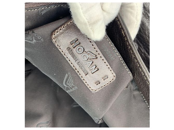 Hogan Sac à main en cuir marron à double poche - vue 6