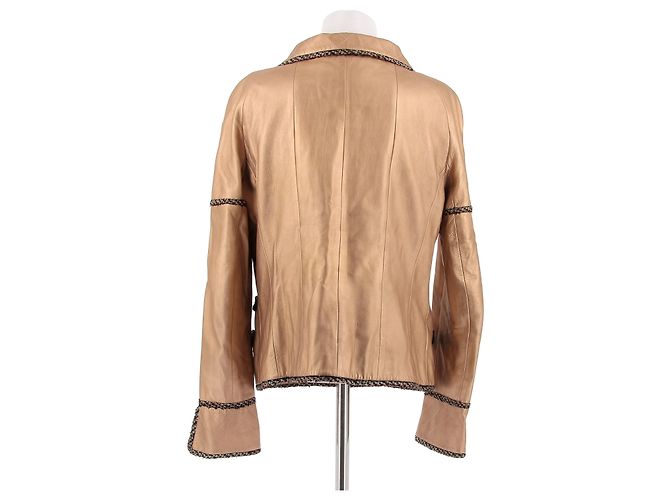CHANEL Jacken T.FR 42 Leder Braun - Ansicht 2