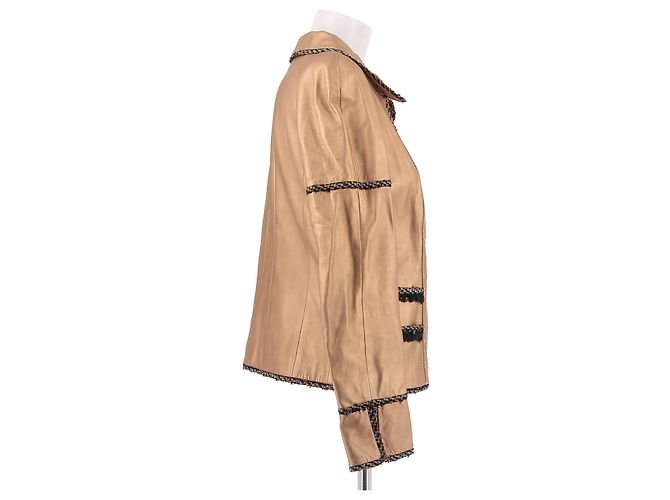 CHANEL Jacken T.FR 42 Leder Braun - Ansicht 3