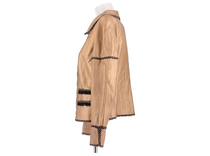 CHANEL Jacken T.FR 42 Leder Braun - Ansicht 4